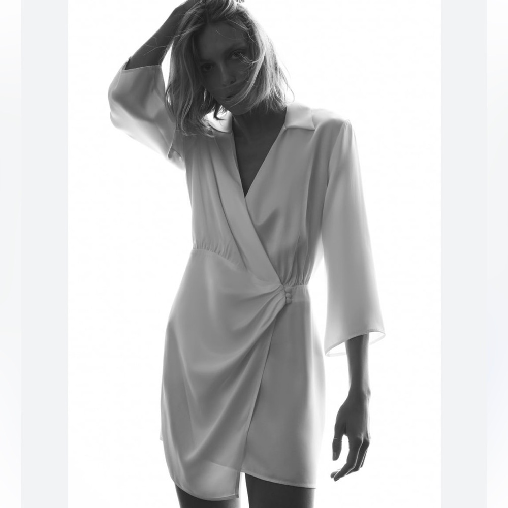 NWT satin oyster white shirt dress size S